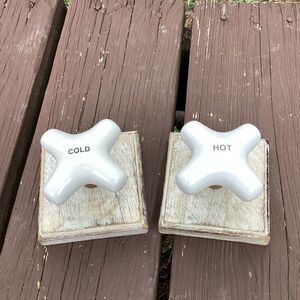 Vintage Inspired Hot Cold Faucet Handle Wall Hooks Midwest Home Decor Set of 2